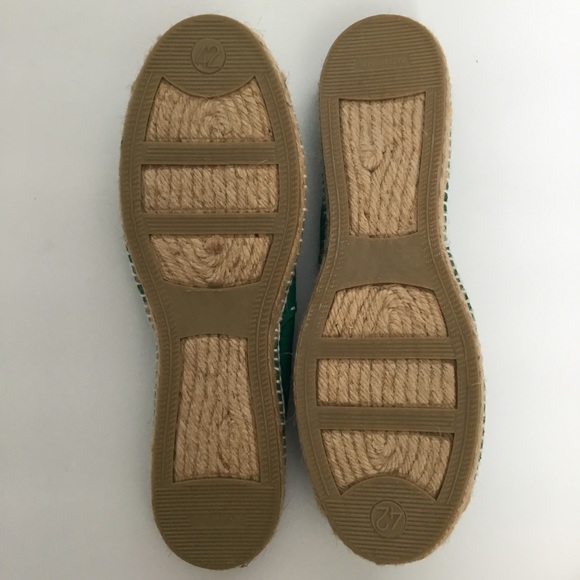 Espadrilles Flats Green Jute Trim Size 42 - Picture 6 of 6